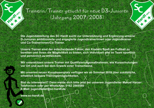 Trainerin/Trainer gesucht für neue D3-Junioren (2007/2008)