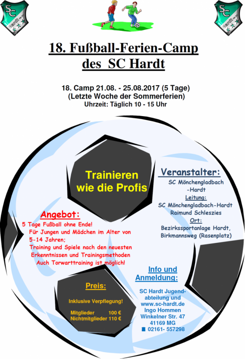 18. SC Hardt Soccer-Camp: Es sind noch Plätze frei!