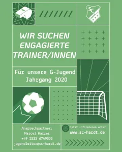 Trainer/innen gesucht. Unsere G-Jugend (Jg. 2020) braucht Verstärkung!