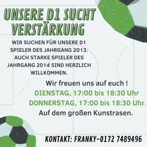 Unsere D1 sucht Verstärkung!
