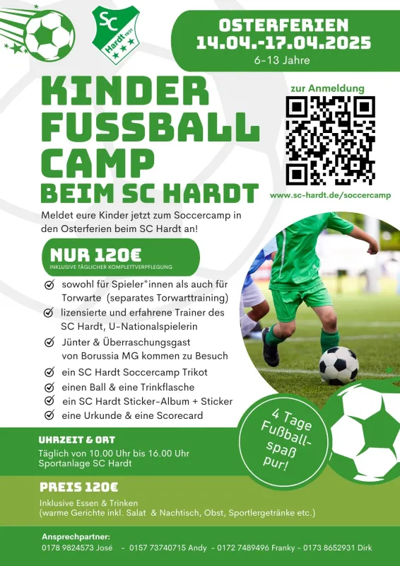 Meldet eure Kinder jetzt zum Soccercamp in den Osterferien beim SC Hardt an!