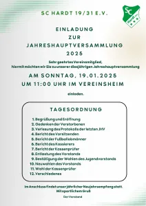 Jahreshauptversammlung am 19.1.2025